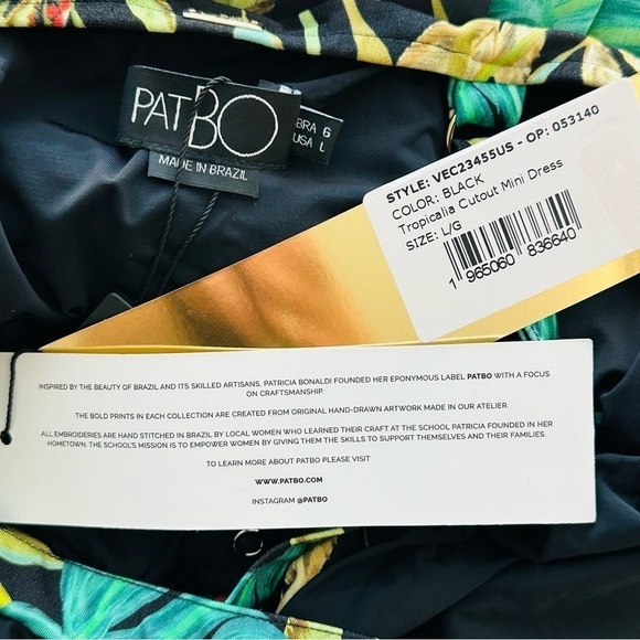 NWT PATBO Tropicalia Palm Cut Out Convertible Mini Dress in Black size L - Picture 13 of 16
